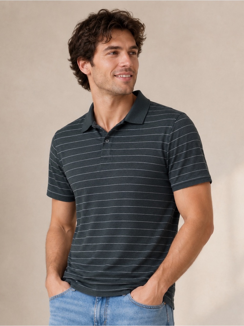 croft & barrow Dark Green Stripe Polo